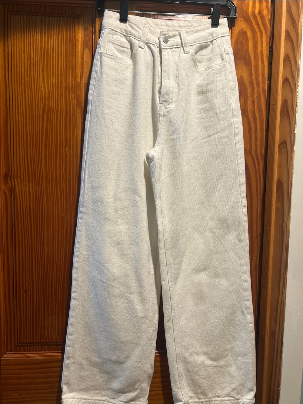 SHEIN White High-Waist Straight Leg Jeans